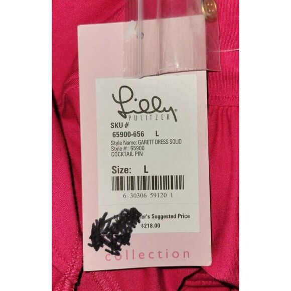NWT Lilly Pulitzer LG Garett True Wrap Dress Cocktail Jersey Knit Solid Pink - Picture 6 of 8